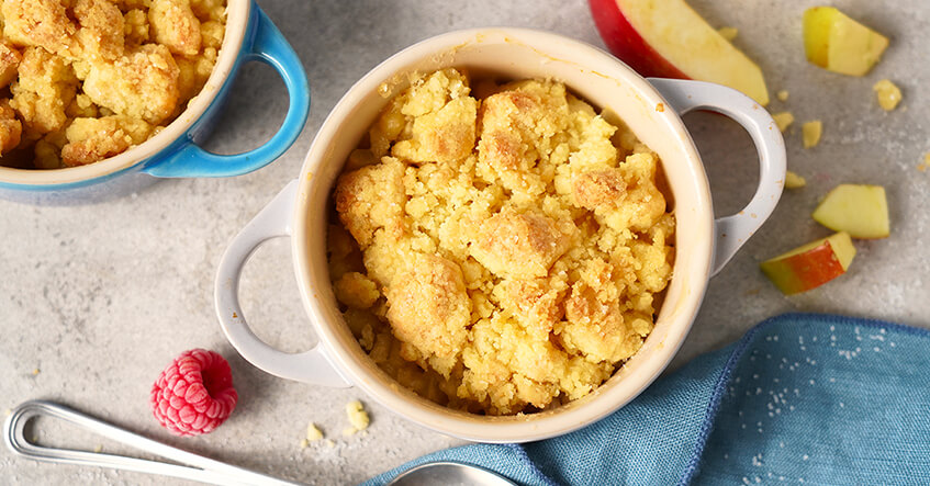 Sprød crumble lavet af frugtrester