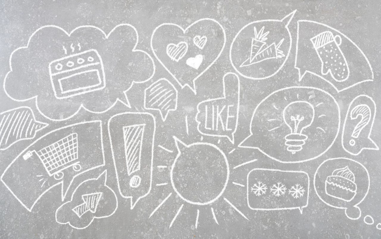 Kridttegninger af symboler 