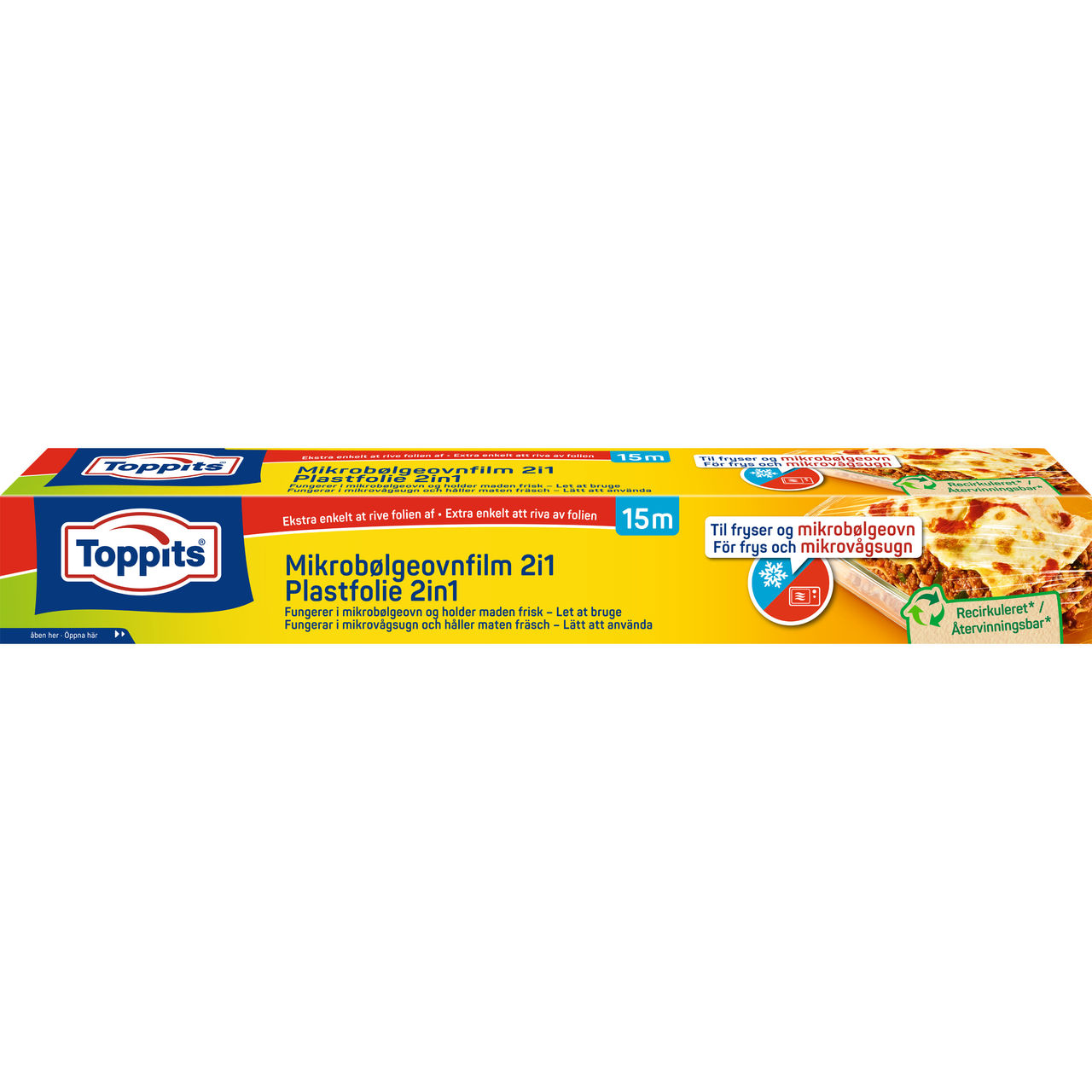 Forsiden af Toppits® mikrobølgefolie 2-i-1 emballage, produktbillede